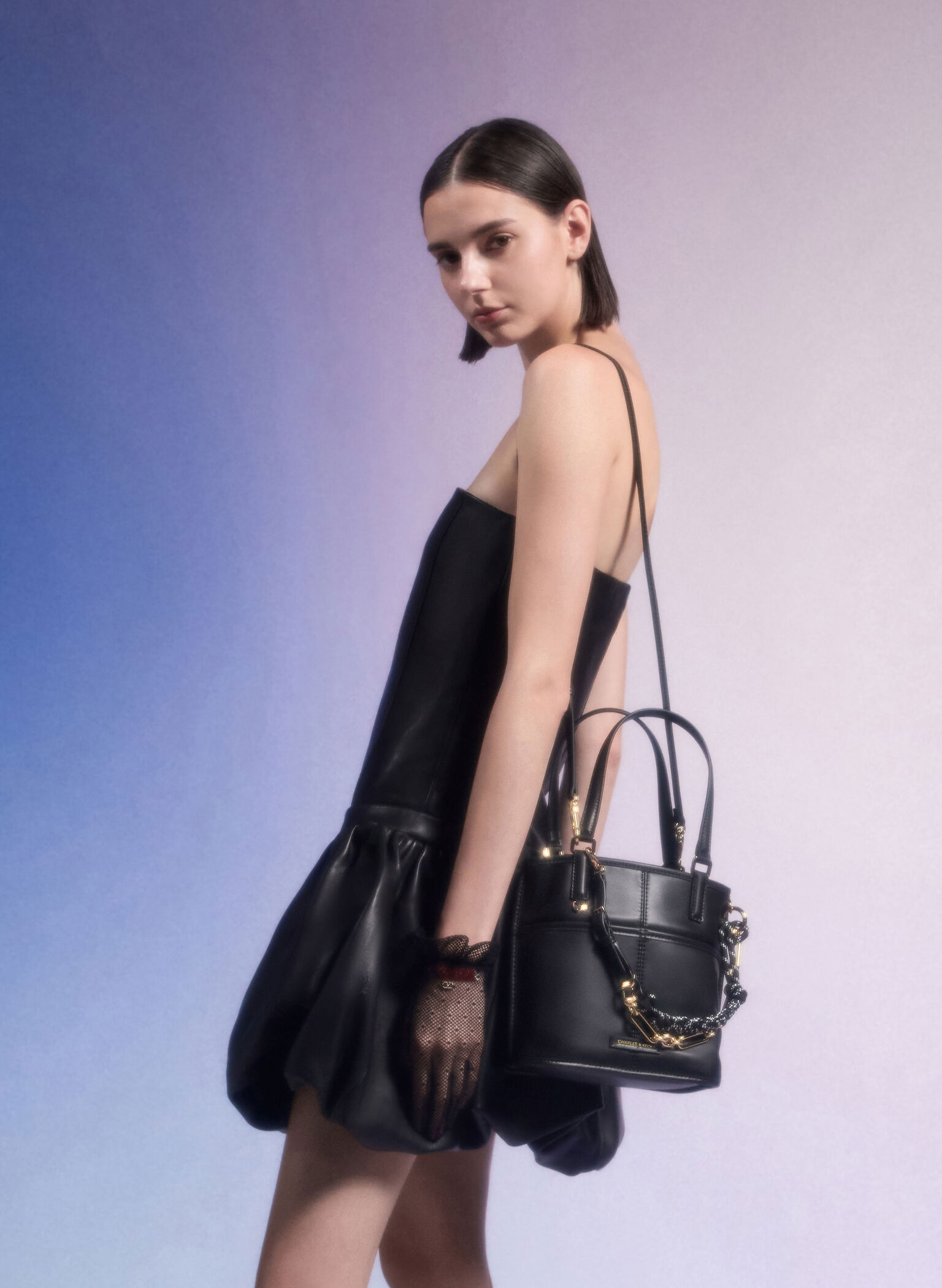 Addison Knotted-Rope Reversible Tote Bag, Black, hi-res