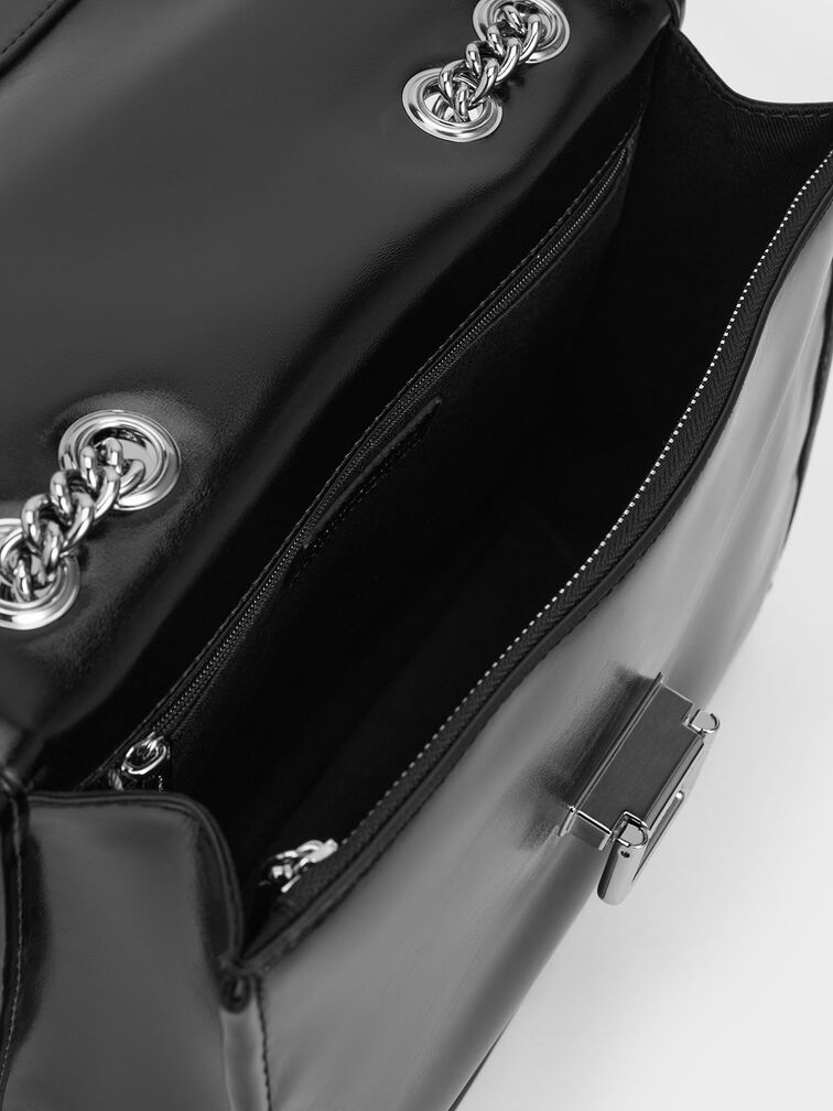 Neva Chain-Strap Shoulder Bag, Noir, hi-res
