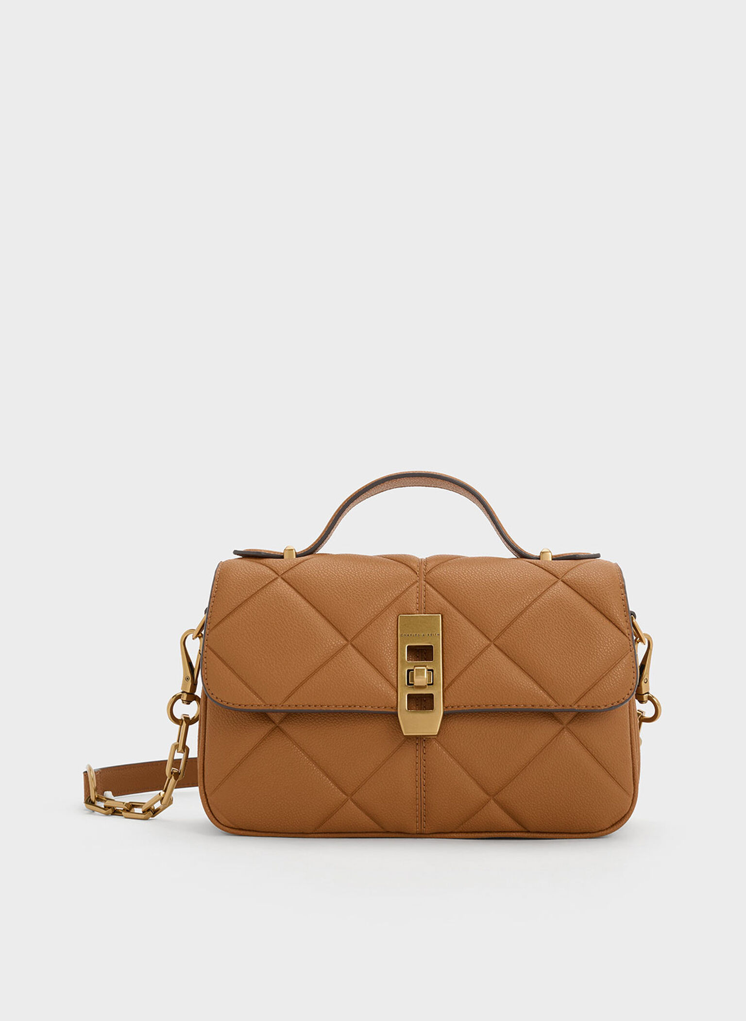 Anwen Quilted Top Handle Bag, Chocolate, hi-res