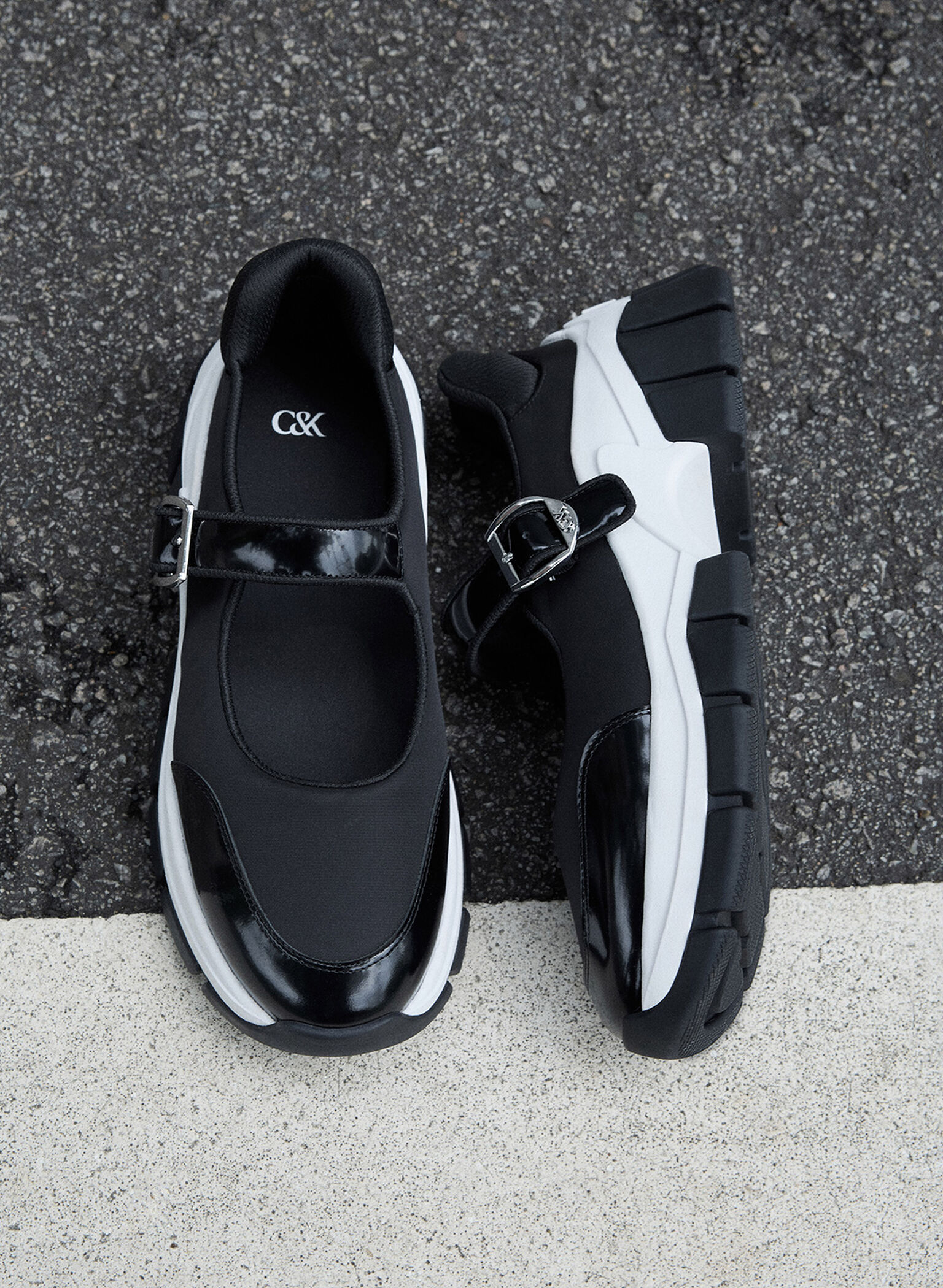 Yunna Leather & Recycled Fabric Mary Jane Sneakers, Black, hi-res