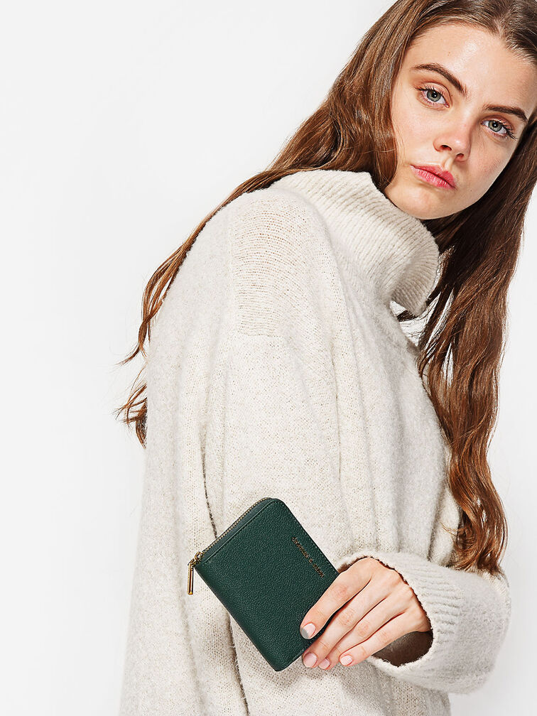 Dulcie Zip-Around Square Wallet, Green, hi-res