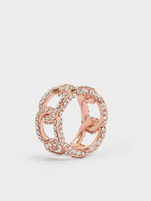 Gabine Swarovski Crystal Chain-Link Ring, Rose Gold, hi-res