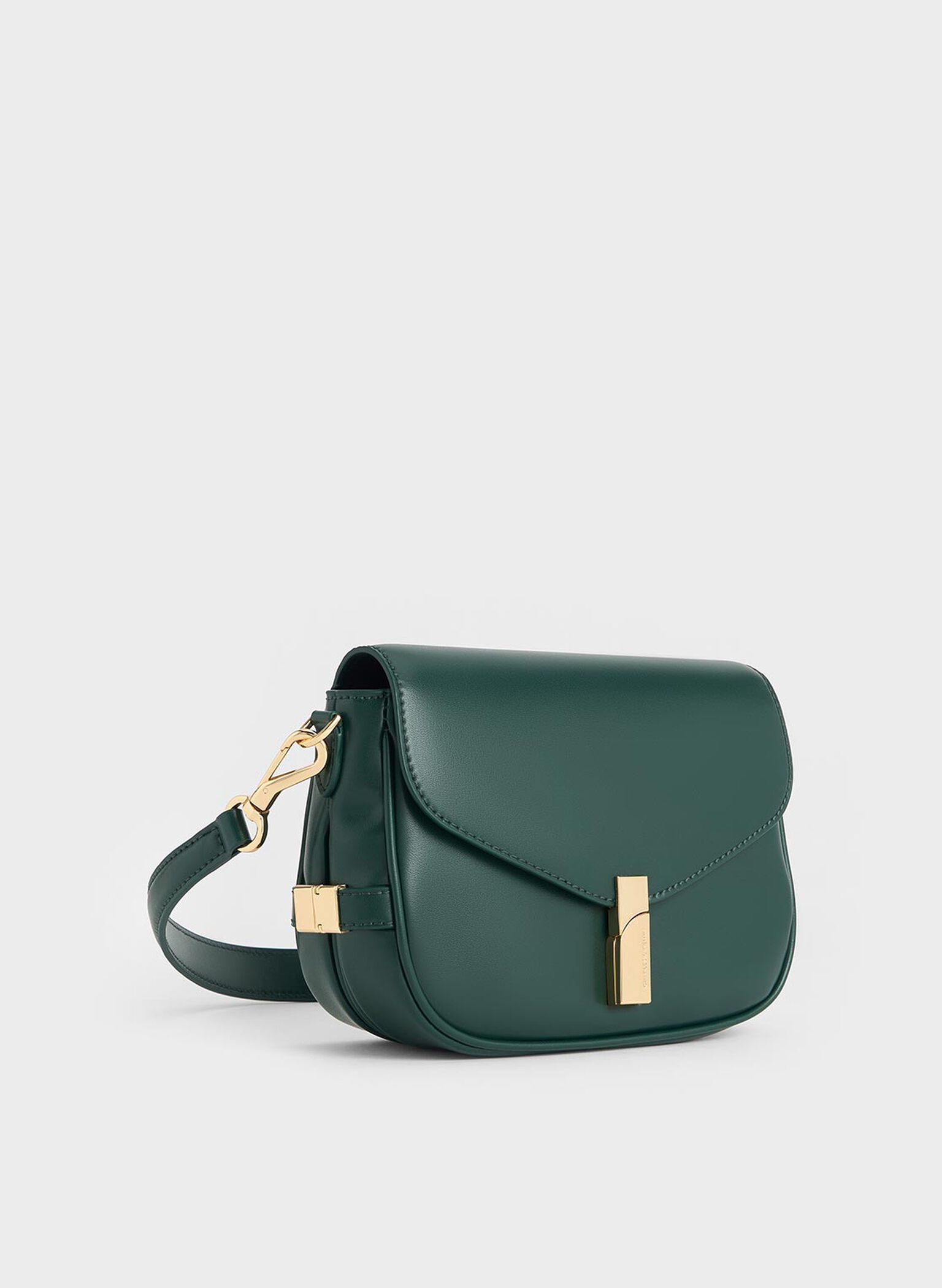 Aurelia Metallic-Accent Saddle Bag, Dark Green, hi-res