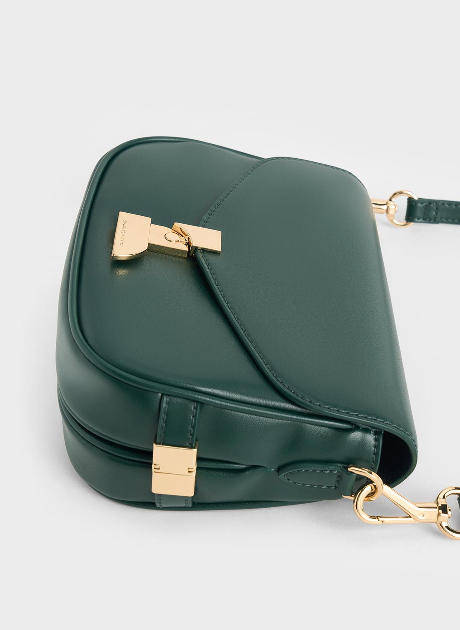 Aurelia Metallic-Accent Saddle Bag, Dark Green, hi-res