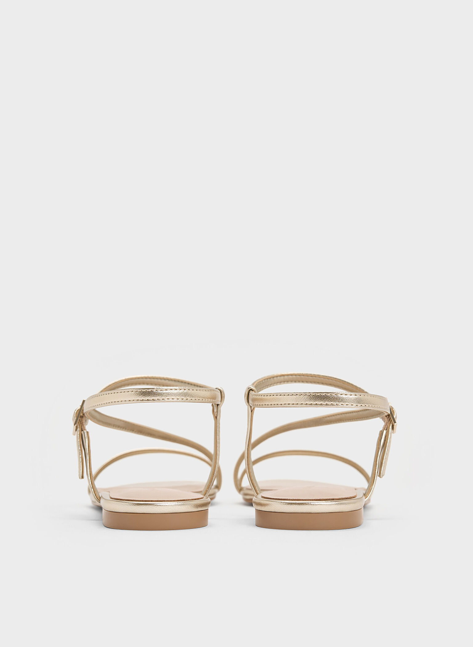 Metallic Ankle-Strap Sandals, Light Gold, hi-res