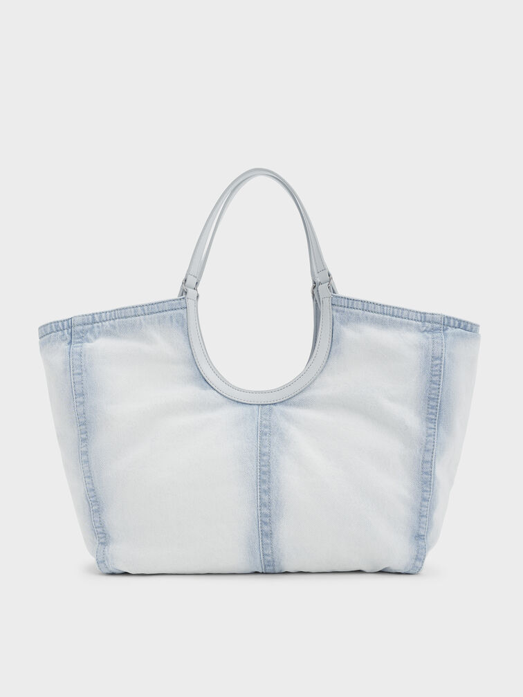 Ivette Denim Tote Bag, Light Washed Denim, hi-res