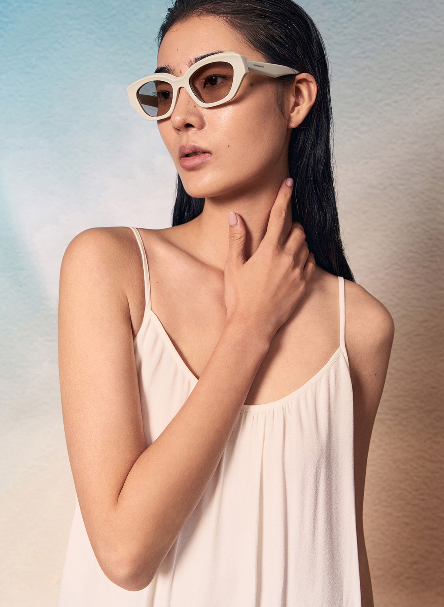 Onyx Recycled Acetate Cat-Eye Sunglasses, Chalk, hi-res
