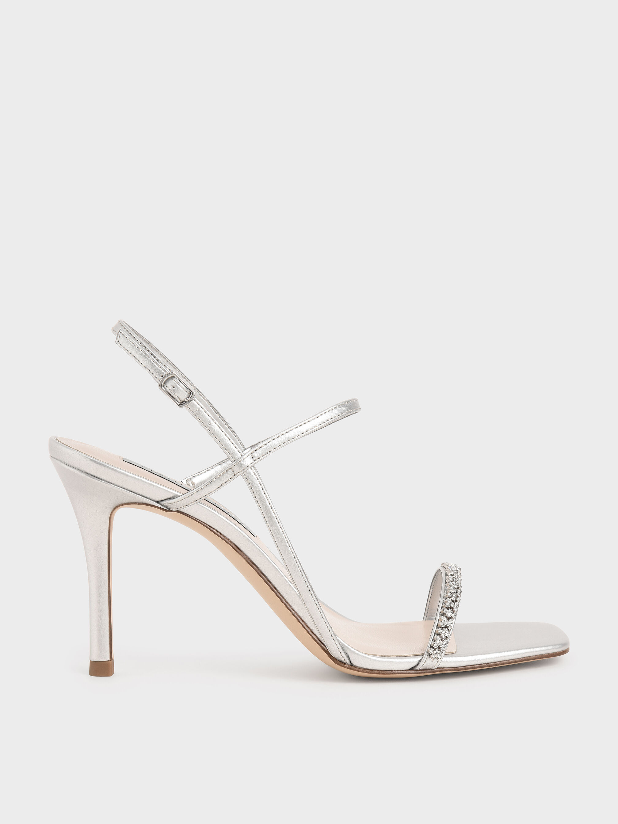 Silver gem sandals sale