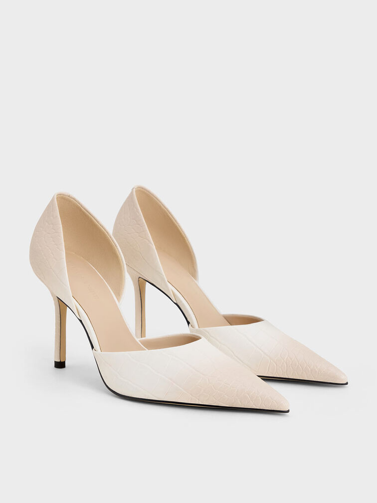 Snake-Print Pointed-Toe D'Orsay Pumps, Animal Print Natural, hi-res