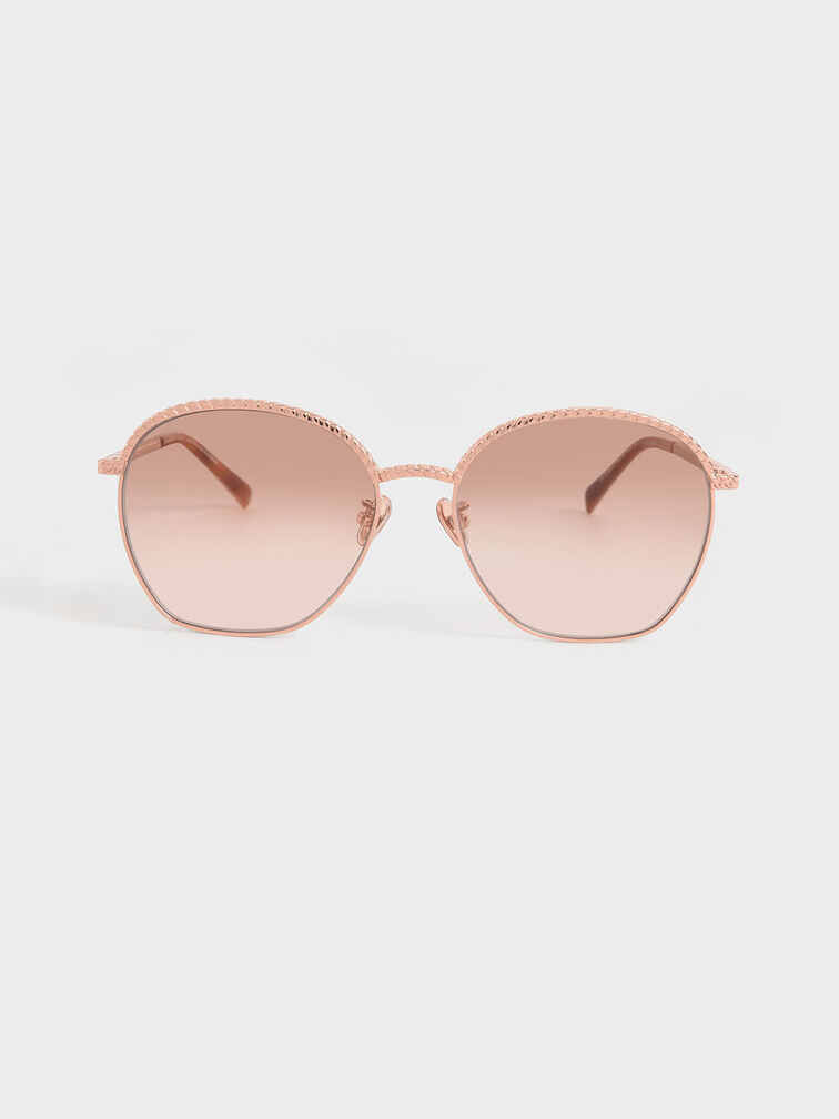 Braided Butterfly Sunglasses, Rose Gold, hi-res