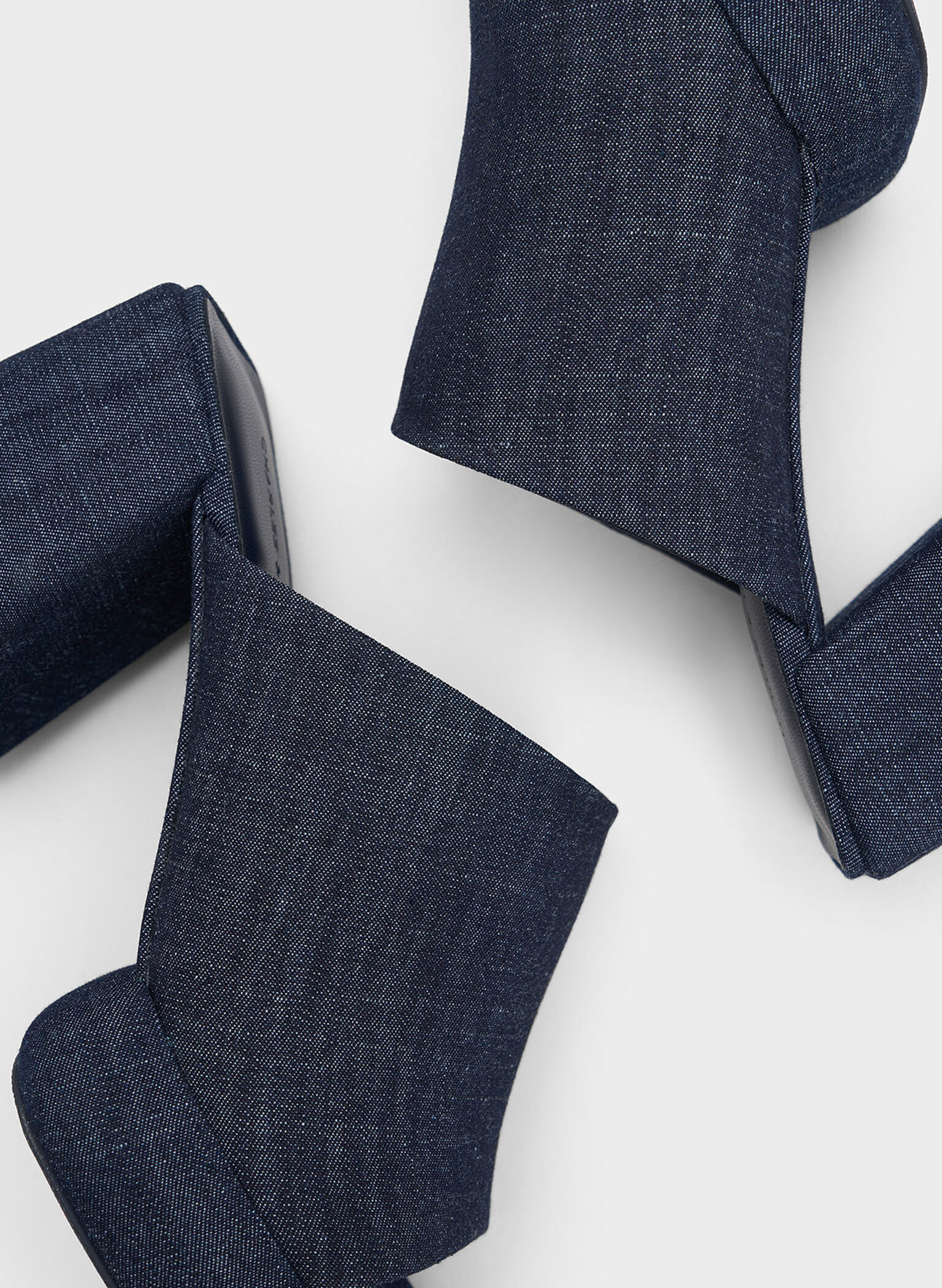 Lucile Denim Block-Heel Platform Mules, Dark Blue, hi-res