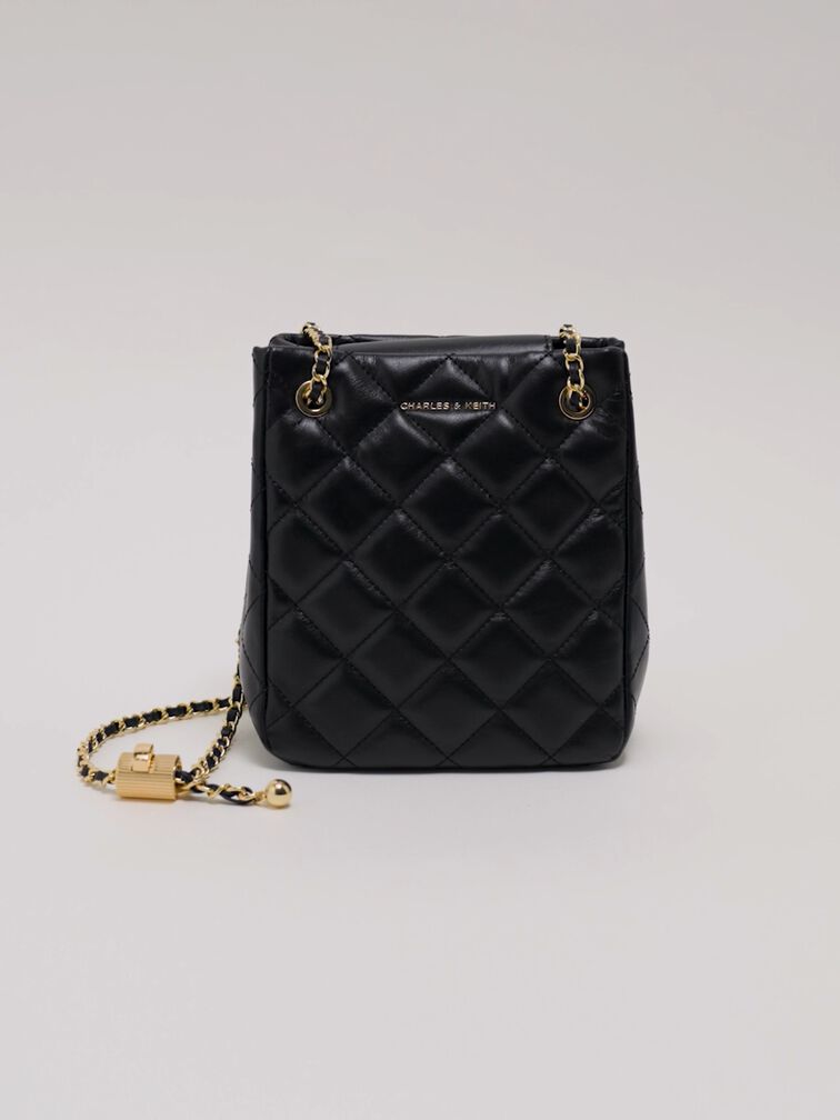 Alva Quilted Braided-Strap Shoulder Bag, Black, hi-res