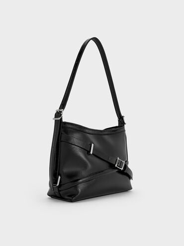 Bryna Buckled-Strap Crossbody Bag, Noir, hi-res