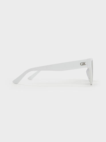 Recycled Acetate Angular Sunglasses, White, hi-res