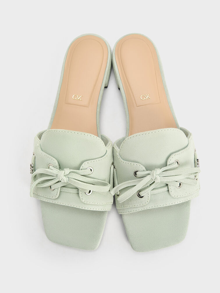 Kori Suede Lace-Up Slide Sandals, Mint Green, hi-res