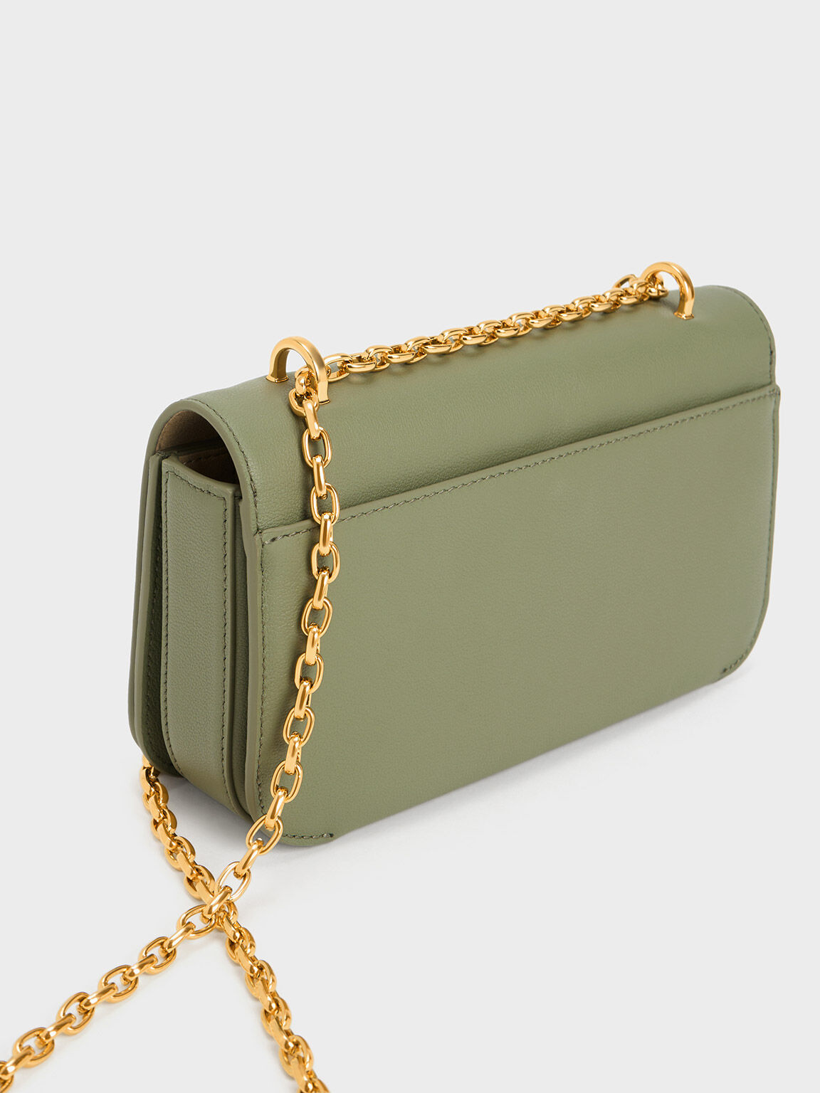 Leather Chain Strap Bag Sage Green