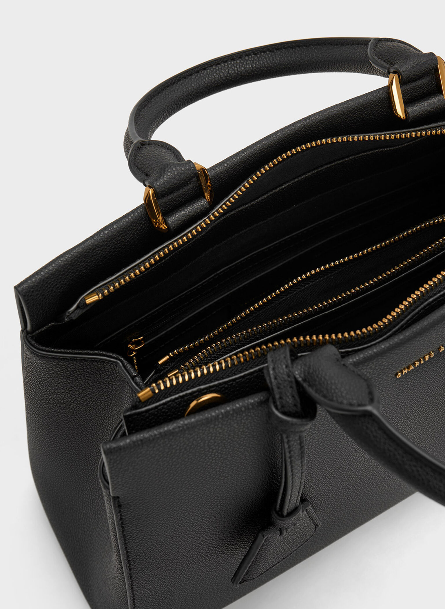 Mirabelle Structured Top Handle bag, Black, hi-res
