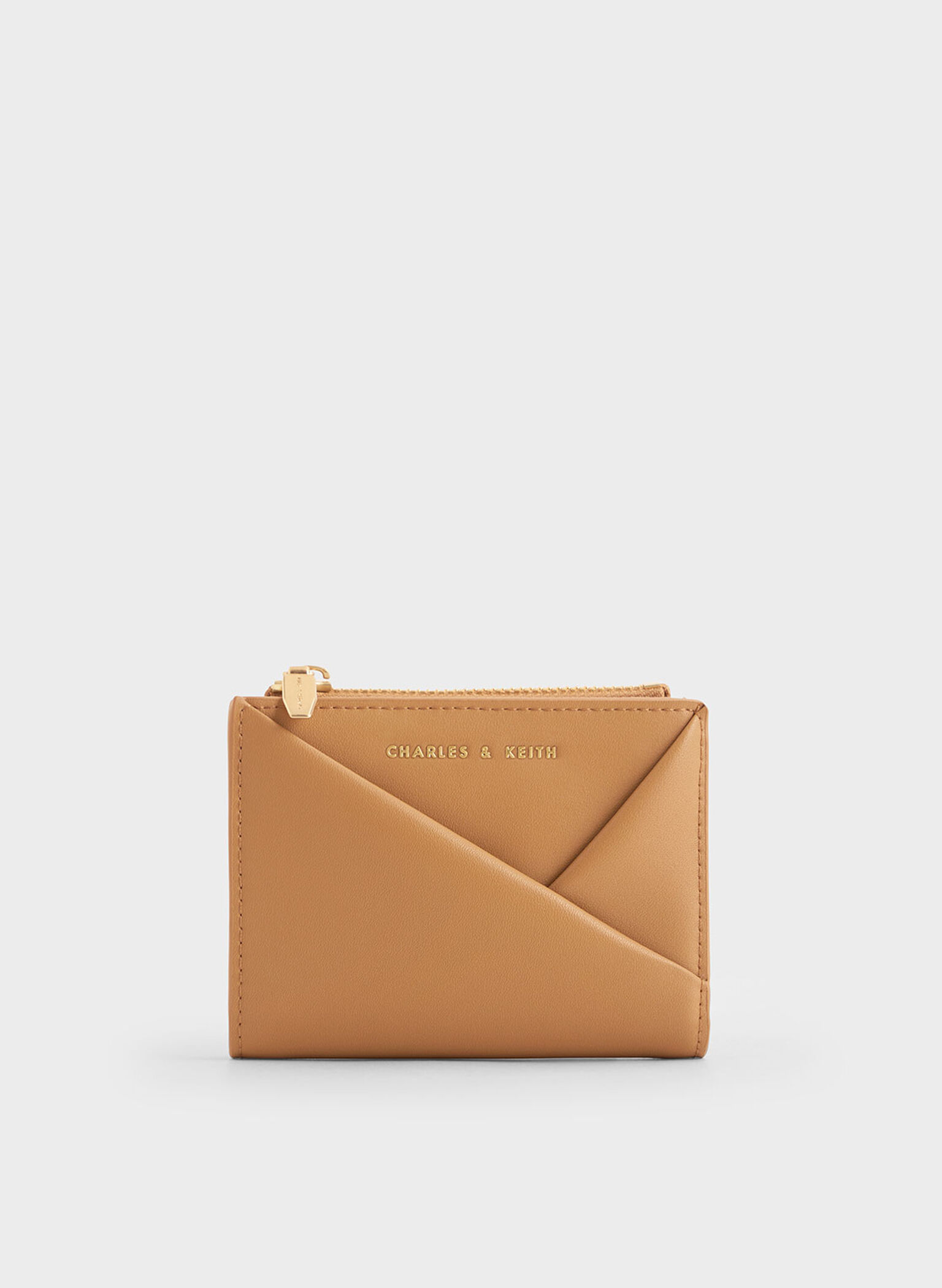 Midori Geometric Top-Zip Wallet, Camel, hi-res