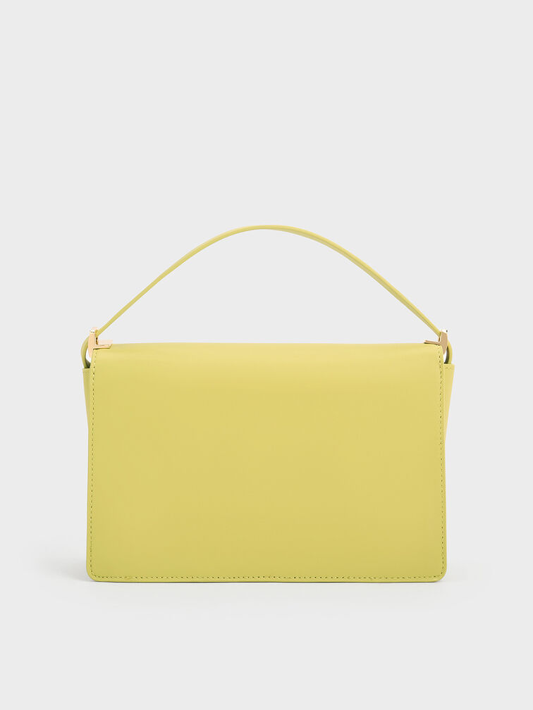 Leather & Raffia Shoulder Bag, Lime, hi-res