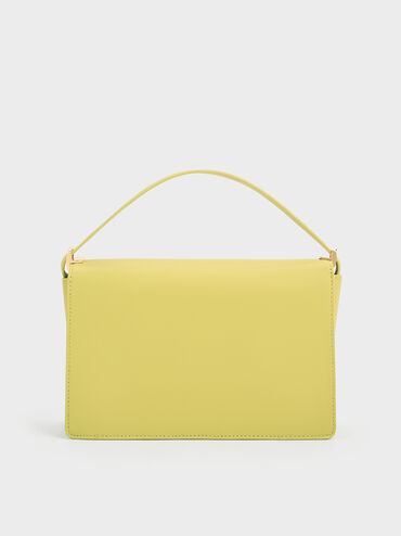 Leather & Raffia Shoulder Bag, Lime, hi-res