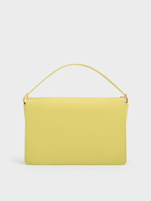 Leather & Raffia Shoulder Bag, Lime, hi-res