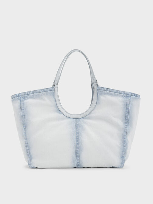 Ivette Denim Tote Bag, Light Washed Denim, hi-res