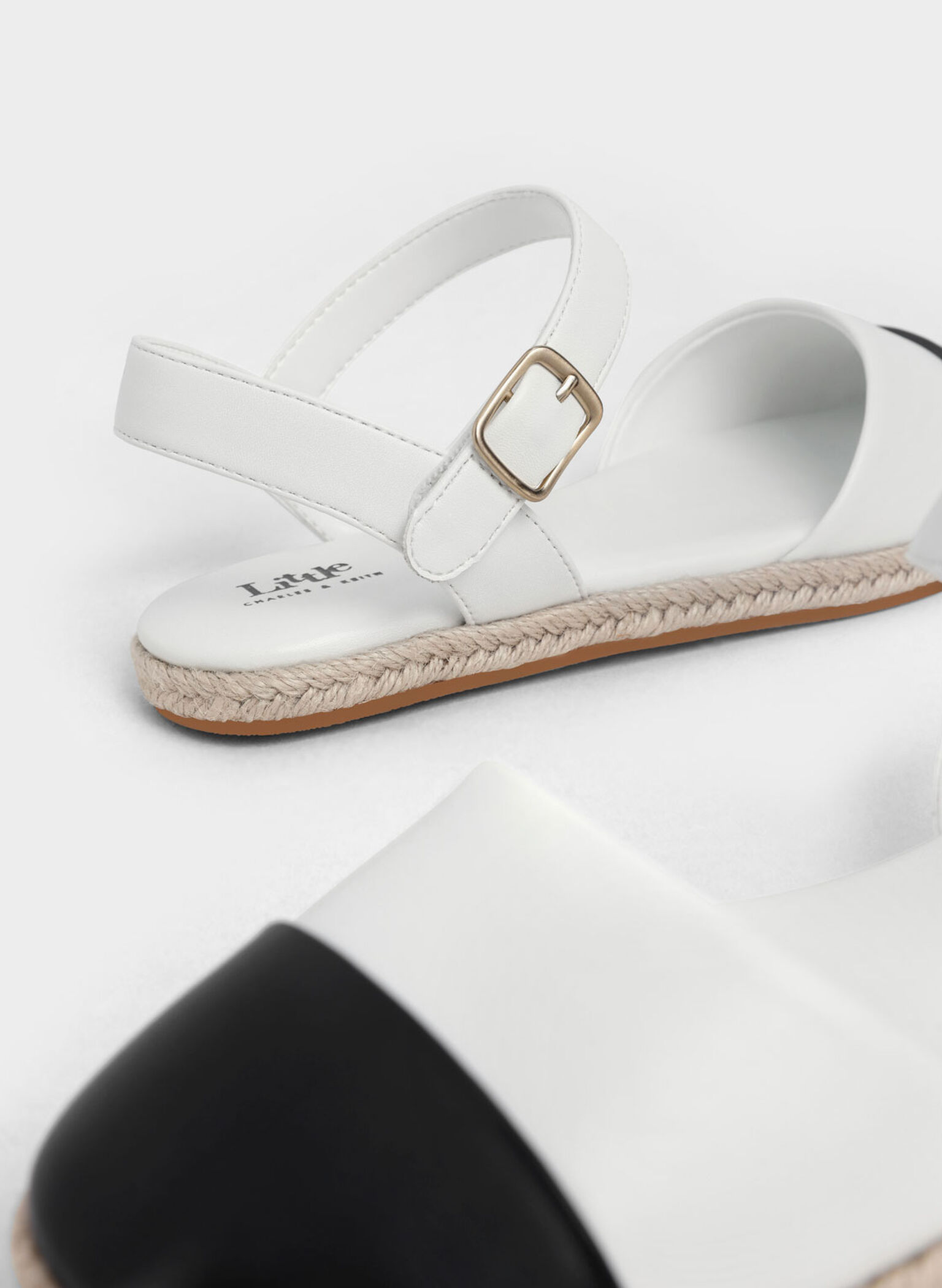 Girls' Two-Tone Ankle-Strap Espadrilles, White, hi-res
