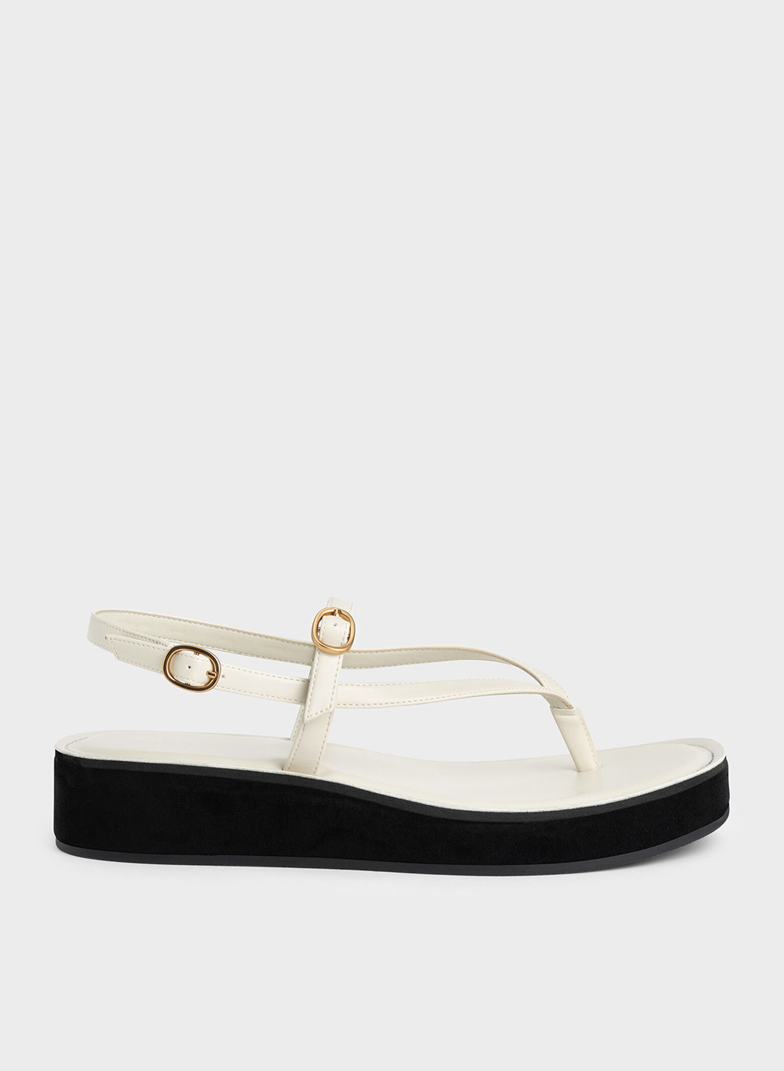Strappy Flatform Thong Sandals, Chalk, hi-res