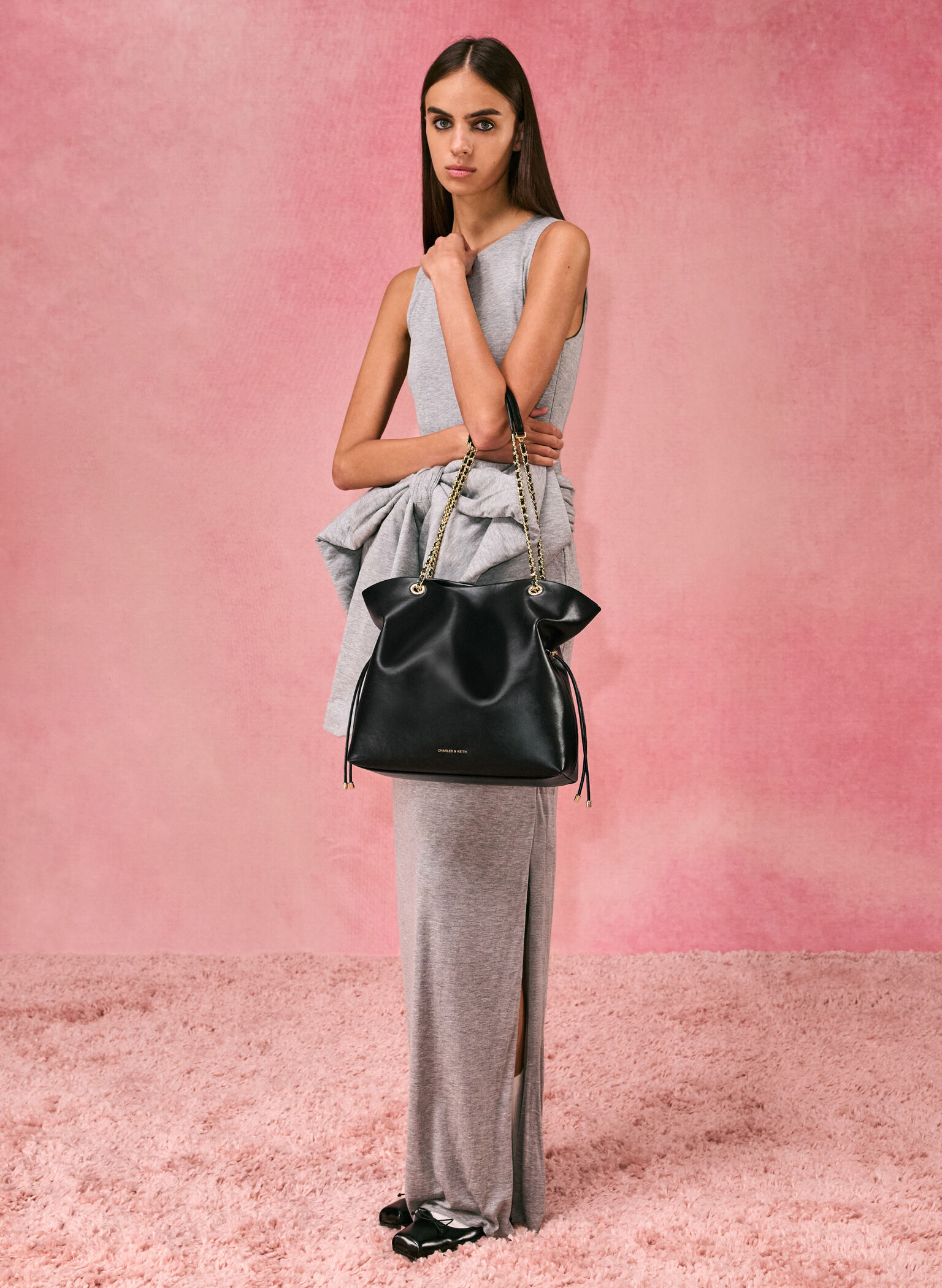 Arya Braided-Strap Double-Handle Tote Bag, Black, hi-res
