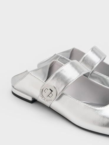Yara Metallic Mary Jane Flats, Silver, hi-res