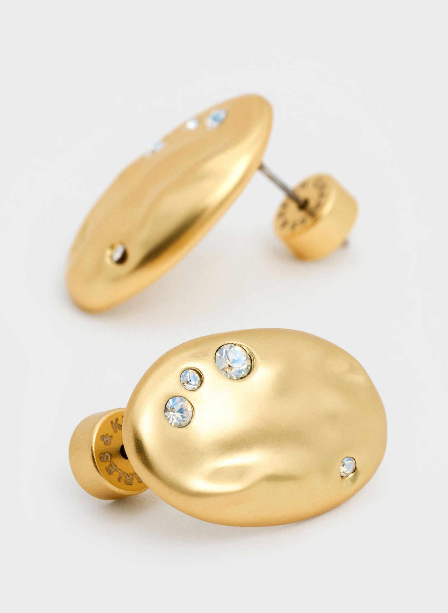 Ottilie Crystal Sculptural Stud Earrings, Brush Gold, hi-res