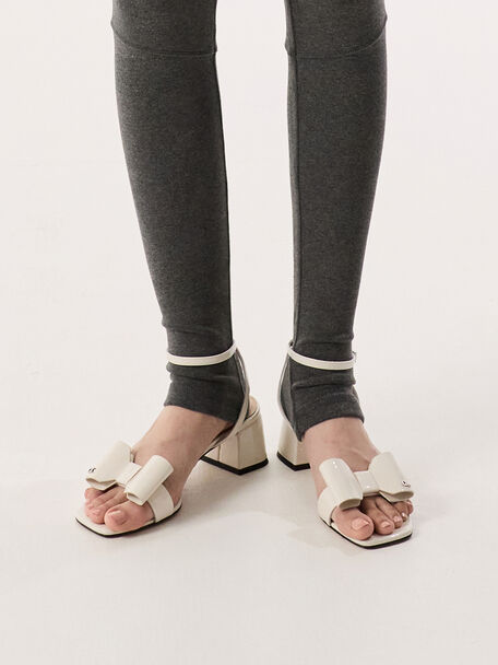 Lu Patent Leather Bow Heeled Sandals, Chalk, hi-res