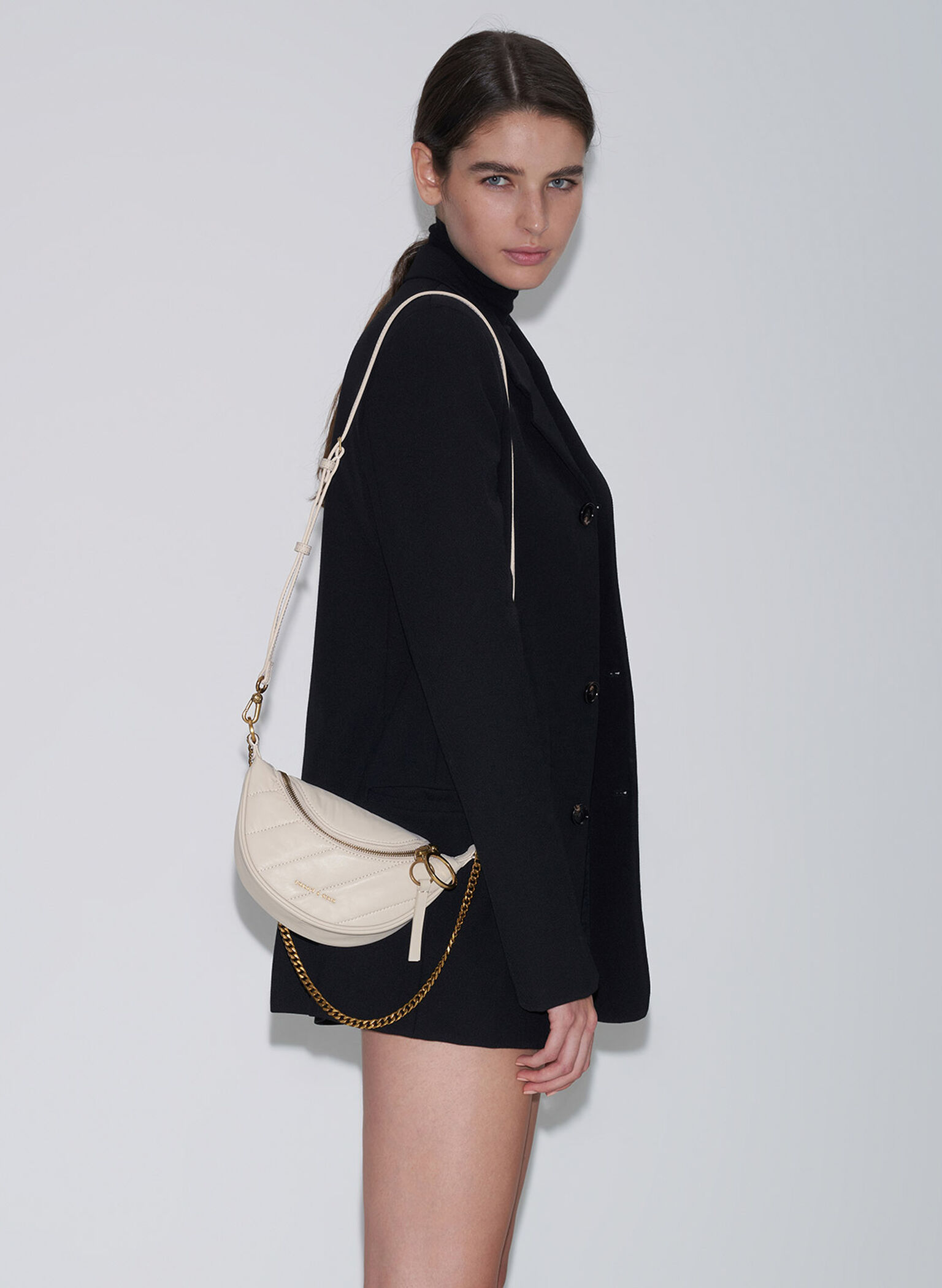 Philomena Wrinkled-Effect Half-Moon Crossbody Bag, Ivory, hi-res