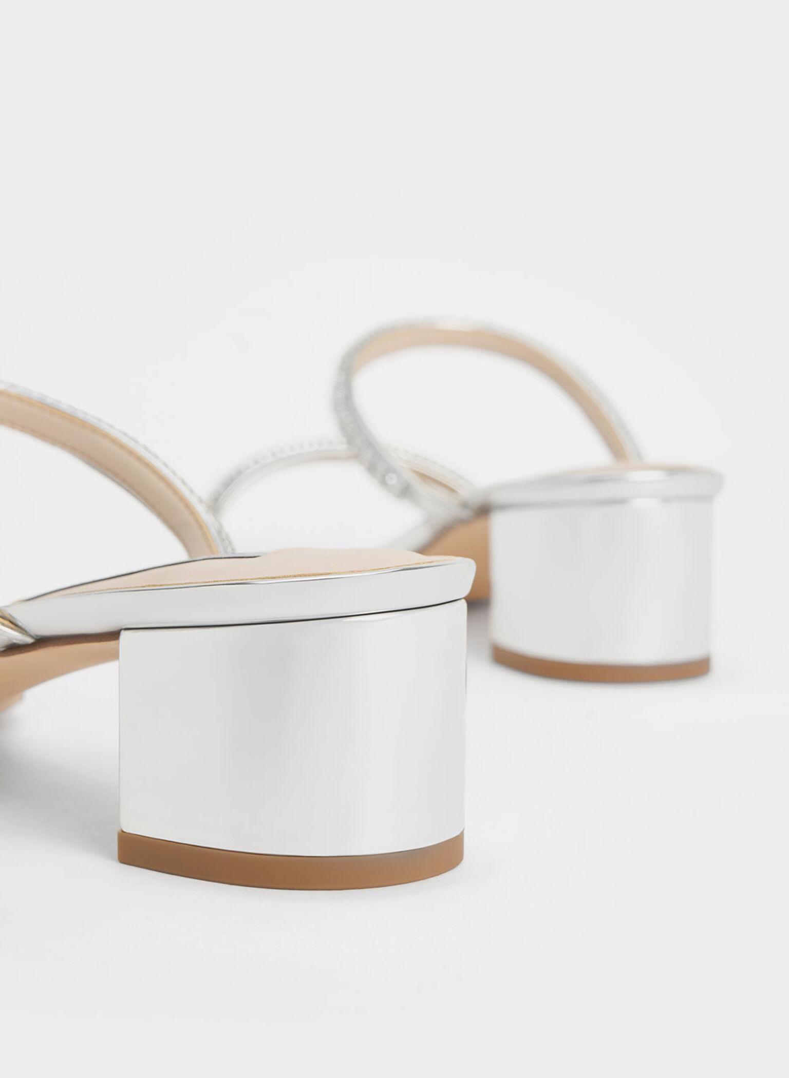 Ambrosia Metallic Gem-Embellished Mules, Silver, hi-res