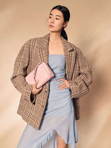 Ivette Woven Elongated Shoulder Bag, Light Pink, hi-res