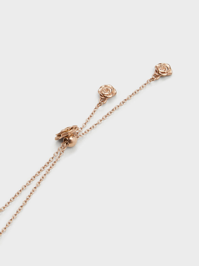 Rosalind Flower-Motif Necklace, Brushed Rose Gold, hi-res