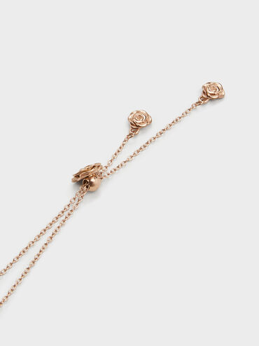 Rosalind Flower-Motif Necklace, Brushed Rose Gold, hi-res