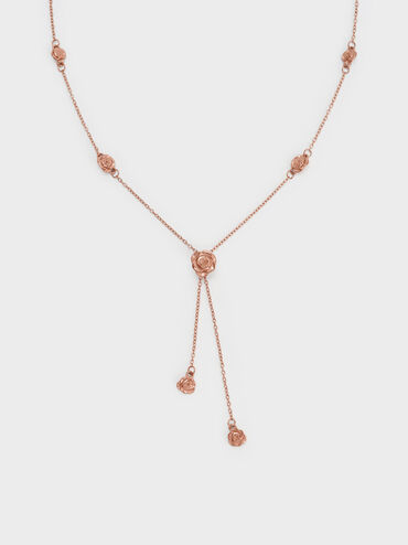 Rosalind Flower-Motif Necklace, Brushed Rose Gold, hi-res