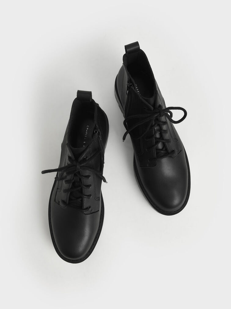 Commute Lace-Up Chunky Ankle Boots, Black, hi-res