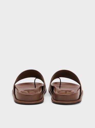 Wide-Strap Toe-Ring Sandals, Brown, hi-res