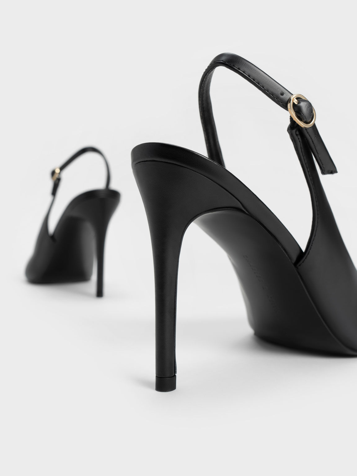 Black Stiletto Heel Slingback Pumps CHARLES KEITH UK