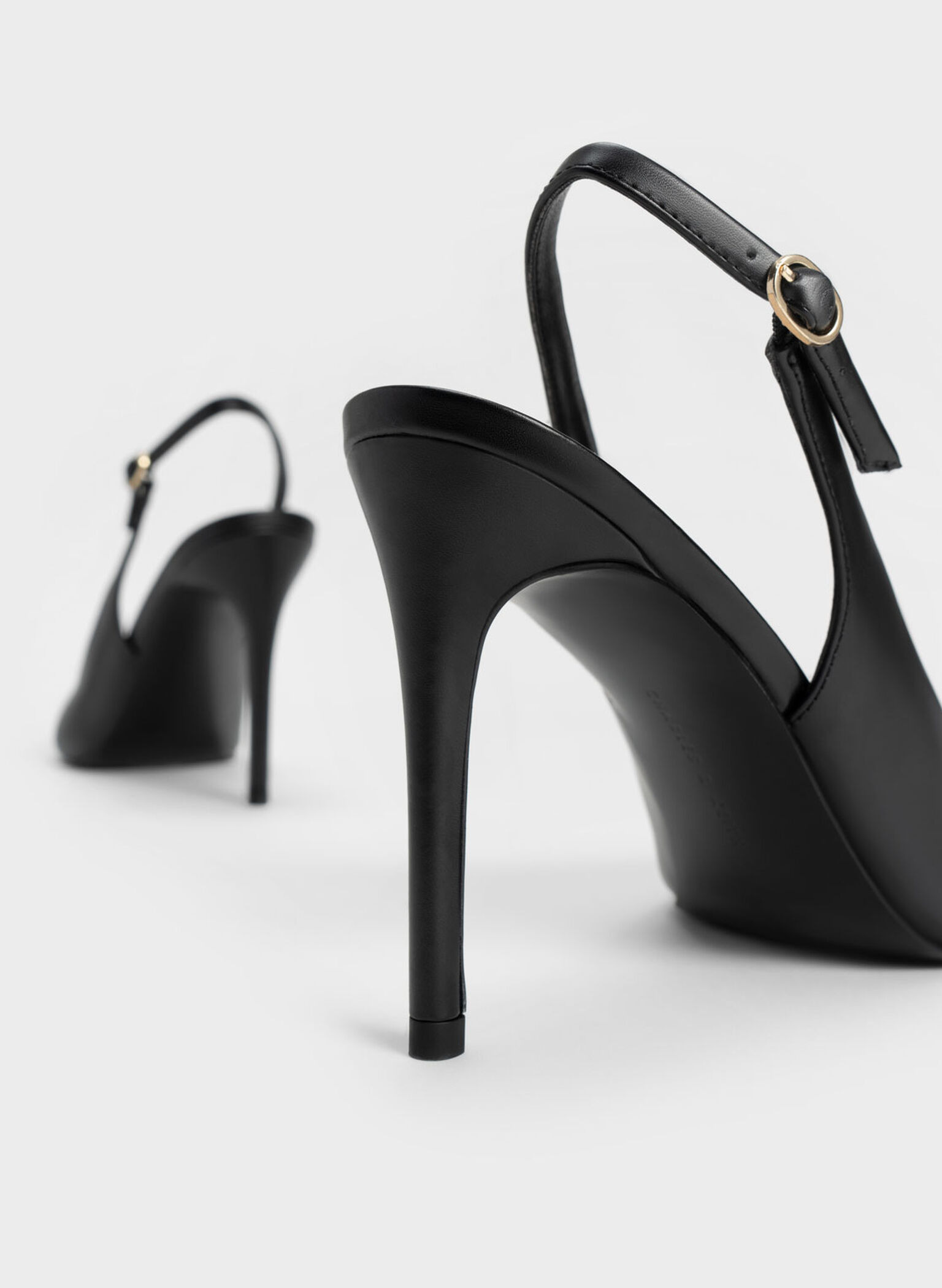 Stiletto Heel Slingback Pumps, Black, hi-res
