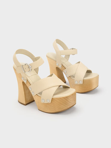 Tabitha Leather Crossover Sandals, Chalk, hi-res