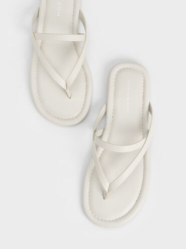 Strappy Thong Sandals, Chalk, hi-res