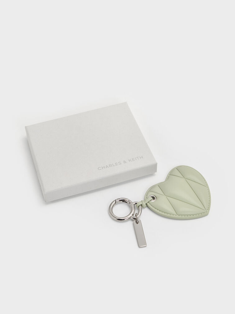 Heart Quilted Mirror Charm, Matcha Green, hi-res