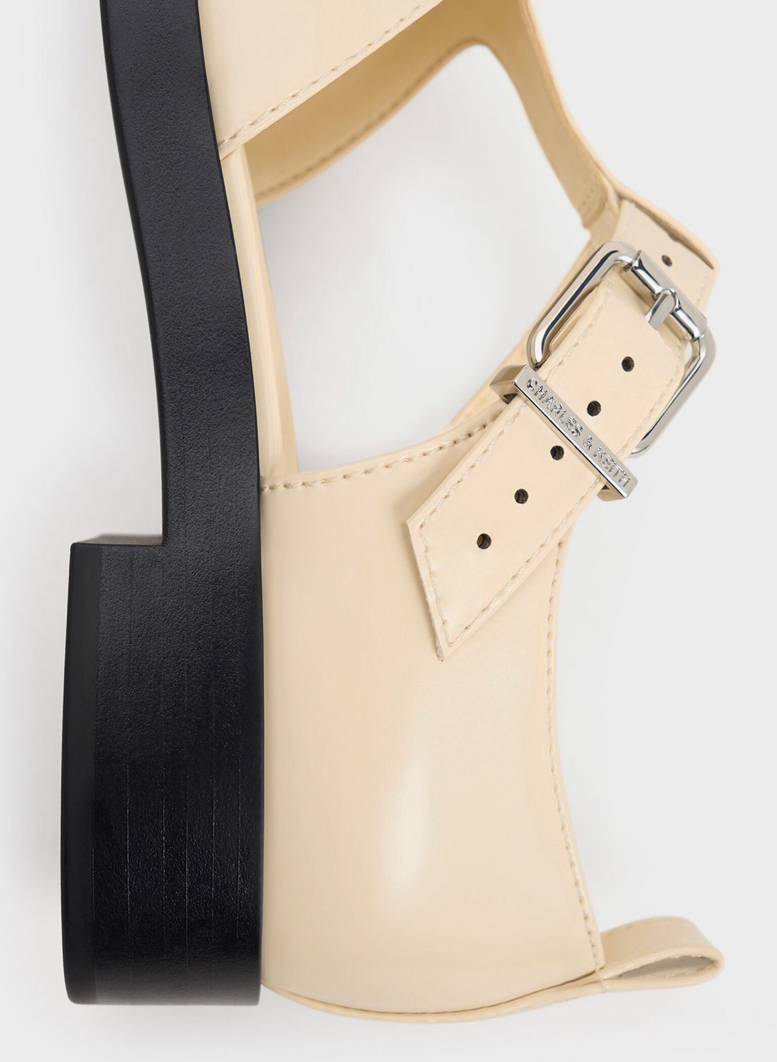 Charly Two-Tone T-Bar Buckled Sandals, Beige, hi-res