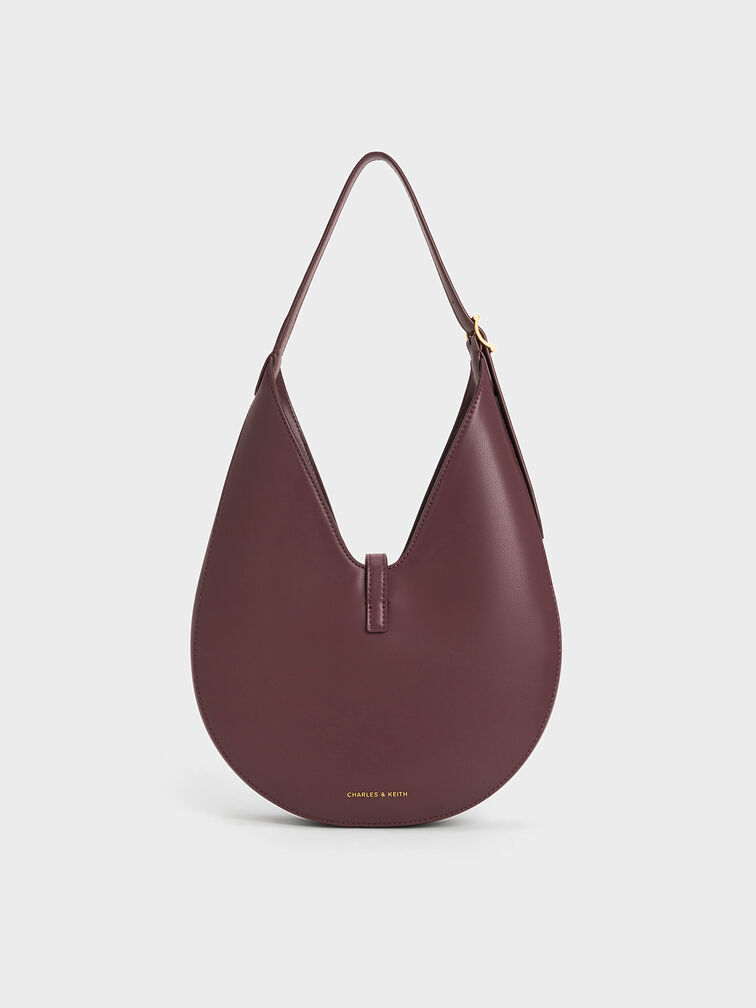 Cesia Metallic-Accent Hobo Bag, Wineberry Red, hi-res
