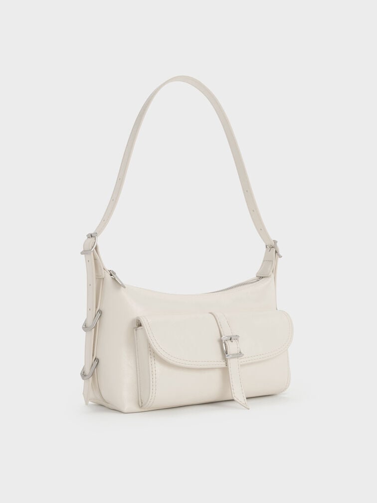 Bryna Belted Shoulder Bag, Cream, hi-res