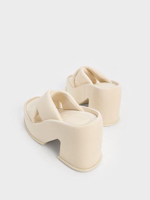 Toni Puffy-Strap Crossover Platform Mules, Chalk, hi-res