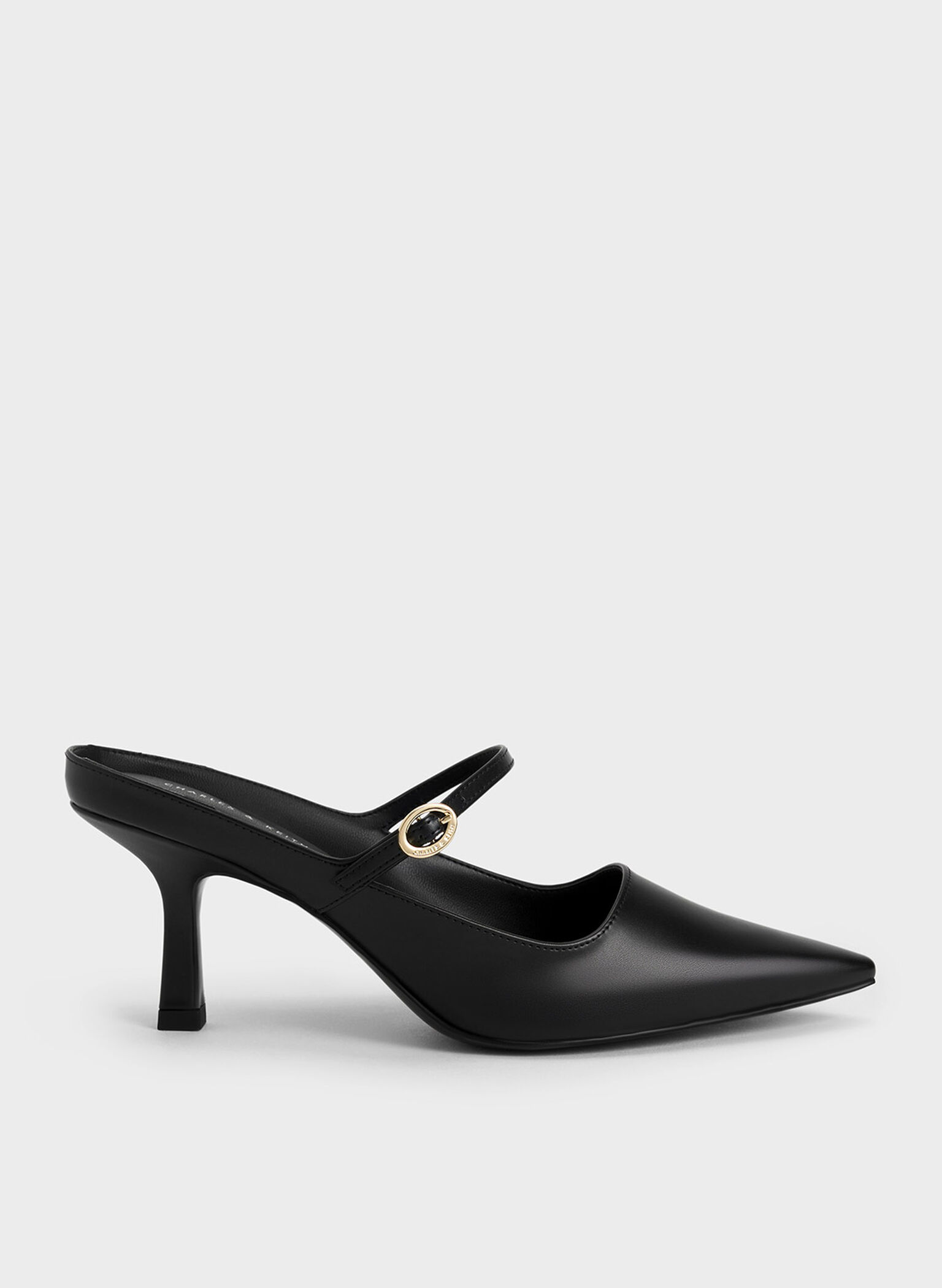 Mary Jane Heeled Mules, Black, hi-res